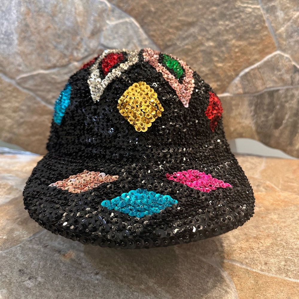 Hurry Up Cap/Hat Sequins Women Multicolor One Size Used Fabric inside